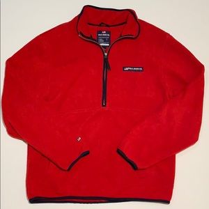 Polo Quarter Zip Pullover. Red. Size Large.